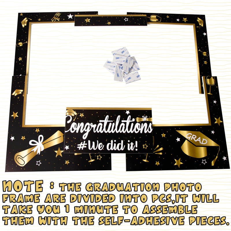 Geefuun Large Size Graduation Photo Frame + 14 Congrats Photo Booth Props Party Supplies - Grad Class of 2024 Decorations Favors (Assembly Needed) - Image 5